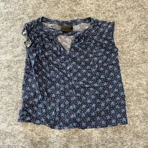 No. 6 Store Blue Ditsy Floral Silk Hand Sewn Blouse BBB